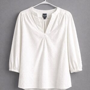 GAP Women’s XL White Swiss Dot Blouse